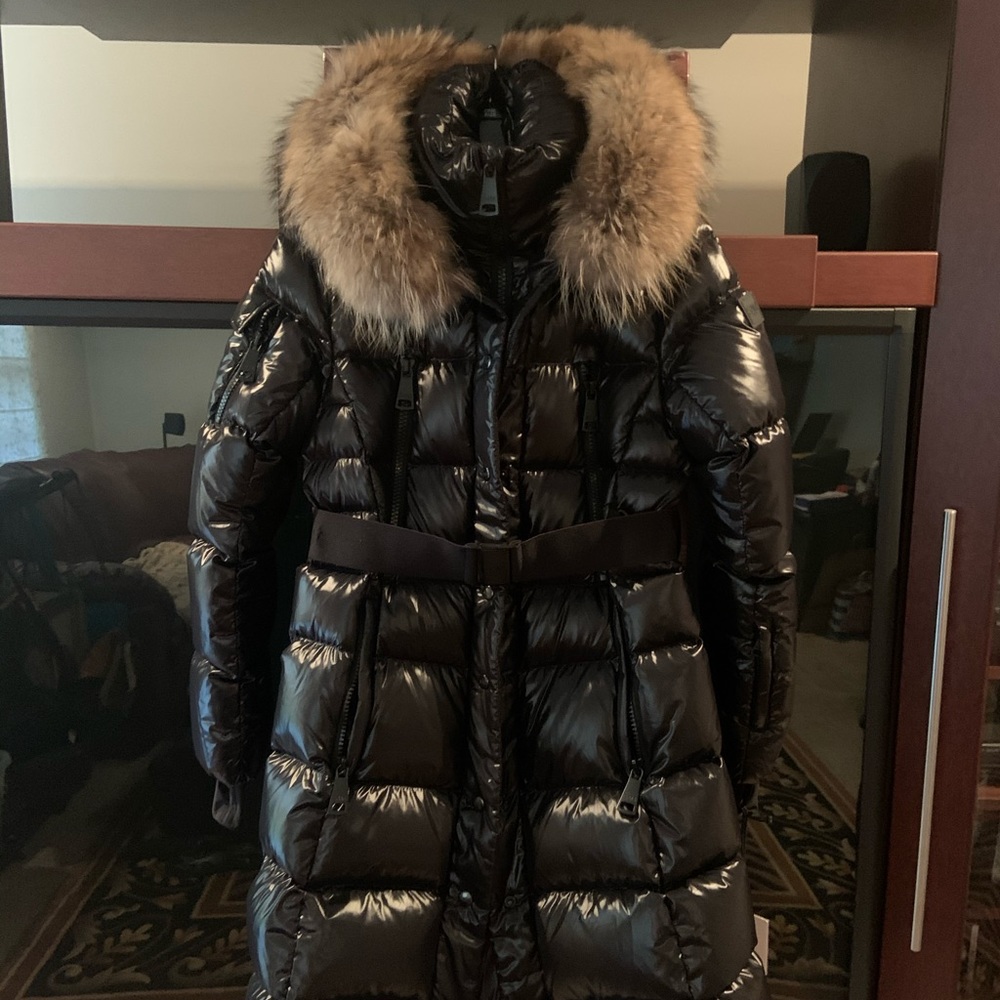 S.A.M MILLENNIUM fox fur-trim belted down puffer
